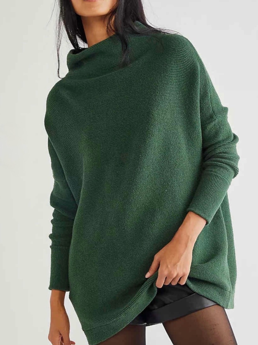 Free people, slouchy ottoman tunic sweater, size small, green